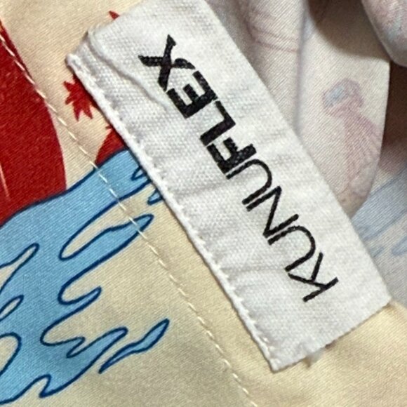 Rsvlts Budweiser Kunuflex Short Sleeve Button Shirt Cream Red Vacation Sz Large - Picture 6 of 11